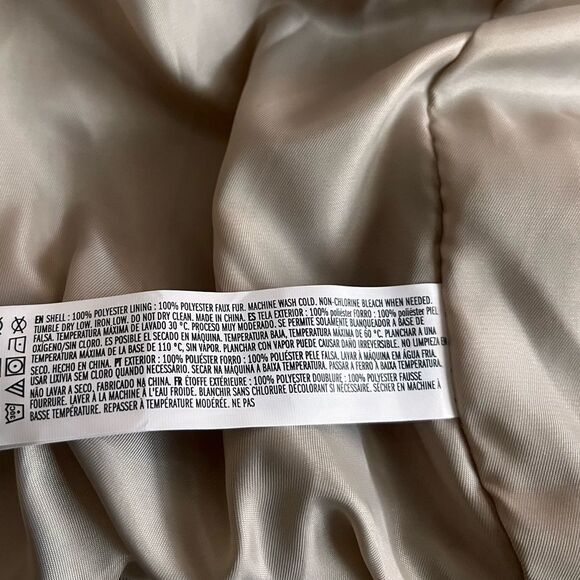 Forever 21 Women's Bomber Jacket Faux Shearling Zip-Up Coat Beige Tan Medium - Picture 5 of 8